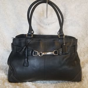 Coach Leather Hamptons Black Handbag #F08A71